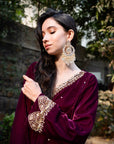Wine Velvet Suit Set