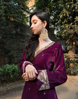 Wine Velvet Suit Set