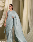 Classy Pleated Gown Saree - Powder Blue