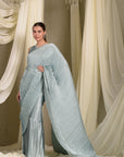 Classy Pleated Gown Saree - Powder Blue