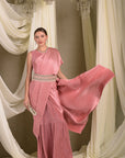 Classy Pleated Saree - Blush Pink