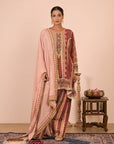 Multicolor Crepe Suit Set with Farsi Salwar with Canvas tote bag