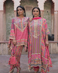 Rani Pink Viscose Crepe Suit Set with Tulip Pants – Festive Glamor