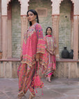Rani Pink Viscose Crepe Suit Set with Tulip Pants – Festive Glamor