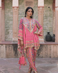 Rani Pink Viscose Crepe Suit Set with Tulip Pants – Festive Glamor