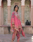 Rani Pink Viscose Crepe Suit Set with Tulip Pants – Festive Glamor