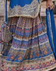 Royal Blue Chinon Kurti Crepe Sharara Ensemble