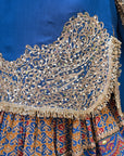 Royal Blue Chinon Kurti Crepe Sharara Ensemble