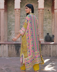 Yellow Crepe Kaftan Pant Set Designer Traditional Festive Look