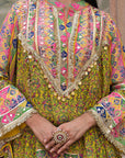 Green Viscose Crepe Suit Set with Tulip Pants – Festive Flair