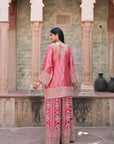 Rani Pink Brocade Kurti Sharara Set Indian Ethnic Wear