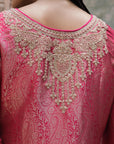 Rani Pink Brocade Kurti Sharara Set Indian Ethnic Wear