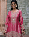Rani Pink Brocade Kurti Sharara Set Indian Ethnic Wear