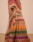 Multicolor Crepe Sharara Set with Canvas tote bag with Vibrant Print Motifs