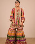 Multicolor Crepe Sharara Set with Canvas tote bag with Vibrant Print Motifs