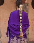 Purple Brocade Kurti Pant Set Designer Floral Festive Wear