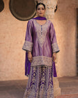 Purple Brocade Kurti Sharara Set Elegant Festive Party Outfit
