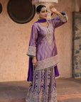 Purple Brocade Kurti Sharara Set Elegant Festive Party Outfit