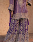 Purple Brocade Kurti Sharara Set Elegant Festive Party Outfit
