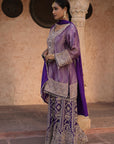 Purple Brocade Kurti Sharara Set Elegant Festive Party Outfit