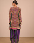 Purple Crepe Suit Set with Farsi Salwar with Canvas tote bag
