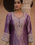 Purple Brocade Kurti Sharara Set Elegant Festive Party Outfit