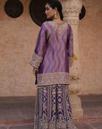 Purple Brocade Kurti Sharara Set Elegant Festive Party Outfit