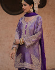 Royal Purple Brocade Kurti Pant Set Designer Party Outfit