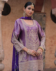 Purple Brocade Kurti Pant Set Elegant Festive Party Look