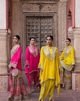 Rani Pink Chinon Kurti Crepe Sharara Dress