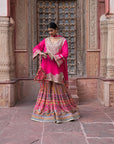 Rani Pink Chinon Kurti Crepe Sharara Dress