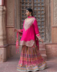 Rani Pink Chinon Kurti Crepe Sharara Dress