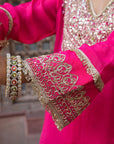 Rani Pink Chinon Kurti Crepe Sharara Dress