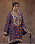 Purple Crepe Kurti Salwar Set Traditional Embroidered Ethnic Wear