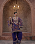 Purple Crepe Kurti Salwar Set Traditional Embroidered Ethnic Wear