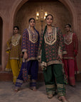 Purple Crepe Kurti Salwar Set Traditional Embroidered Ethnic Wear