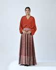 Red Ajrakh Embellished Gown