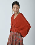 Red Ajrakh Embellished Gown