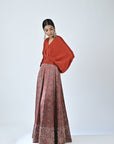 Red Ajrakh Embellished Gown