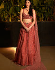 Rose Dust Lehenga Set. 2 (Lehenga + Blouse with attached trail)