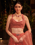 Rose Dust Lehenga Set. 2 (Lehenga + Blouse with attached trail)