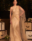 Ivory Infinity Gown. 1 (Gown with attached drape trail)