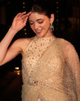 Ivory Infinity Gown. 1 (Gown with attached drape trail)