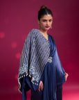 Deep Blue Fully Embroidered Single Flap Jumpsuit