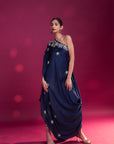 Deep Blue Ajrakh Patchworked Kaftan