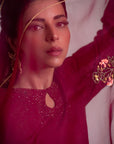 Maroon Luxe Embroidered Farshi Suit Set with Dupatta
