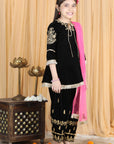 Velvet Suit with Chunni - Black