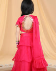 Organza Lehenga with Leather Patching