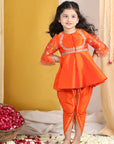 Girl Peplum Suit with Embroidery
