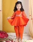 Girl Peplum Suit with Embroidery
